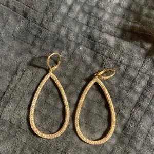 These are very lovely gold and rhinestone earrings.